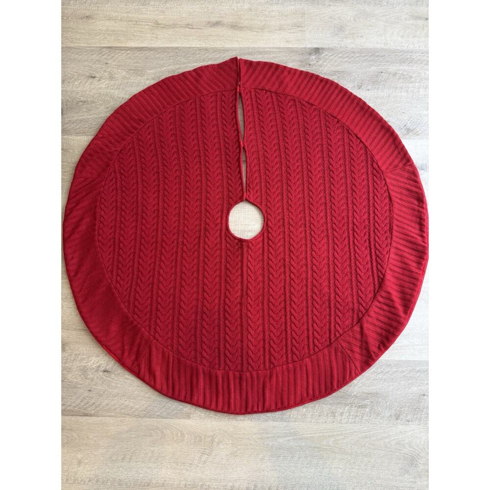 Wondershop Red Cable Knit Christmas Tree Skirt 48” Round – Knit Holiday Decor